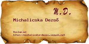 Michalicska Dezső névjegykártya
